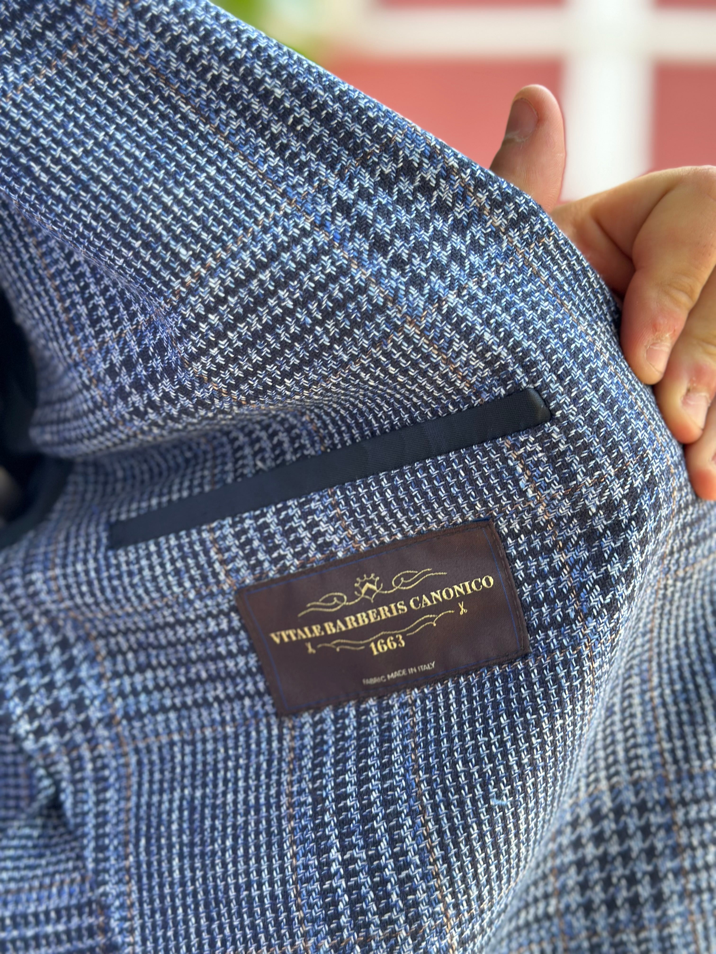 GIACCA MONOPETTO TESSUTO VITALE BARBERIS - QUADRI BU - Marcello Fontana Shop