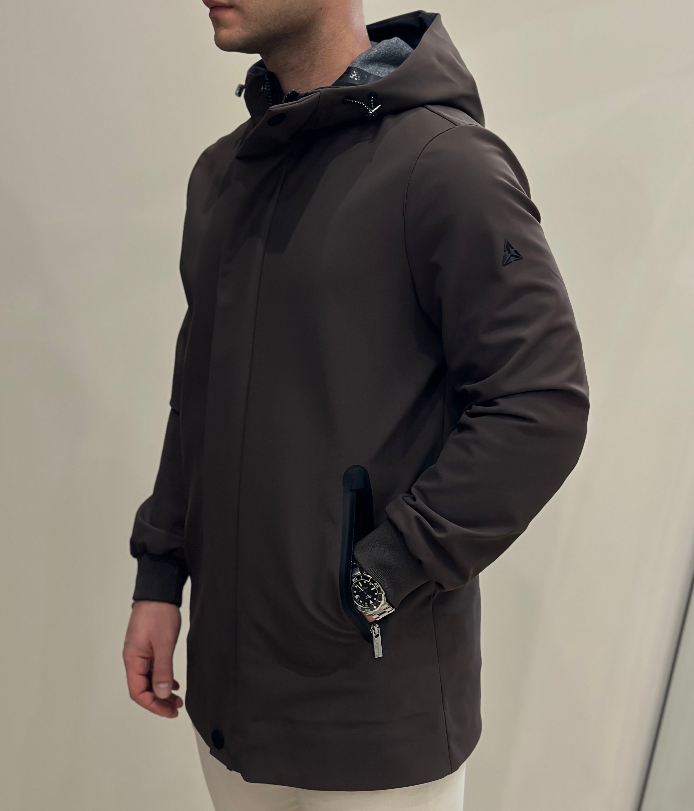 HESKIMO Giubbotto tecnico foderato in lana - Moro - Marcello Fontana Shop