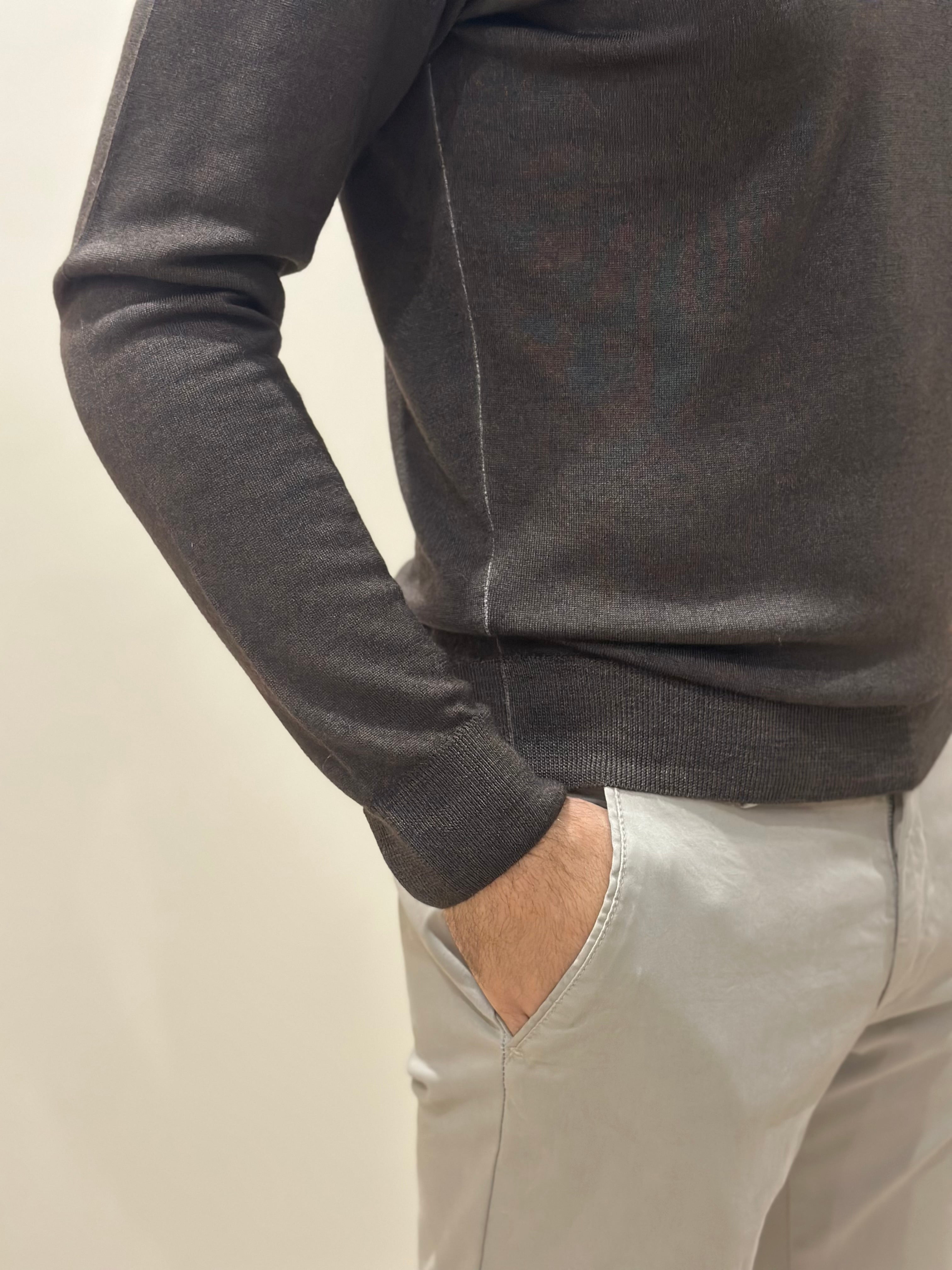 Polo in Lana Merino Tinta Acidata Moro - Privati Firenze - Marcello Fontana Shop