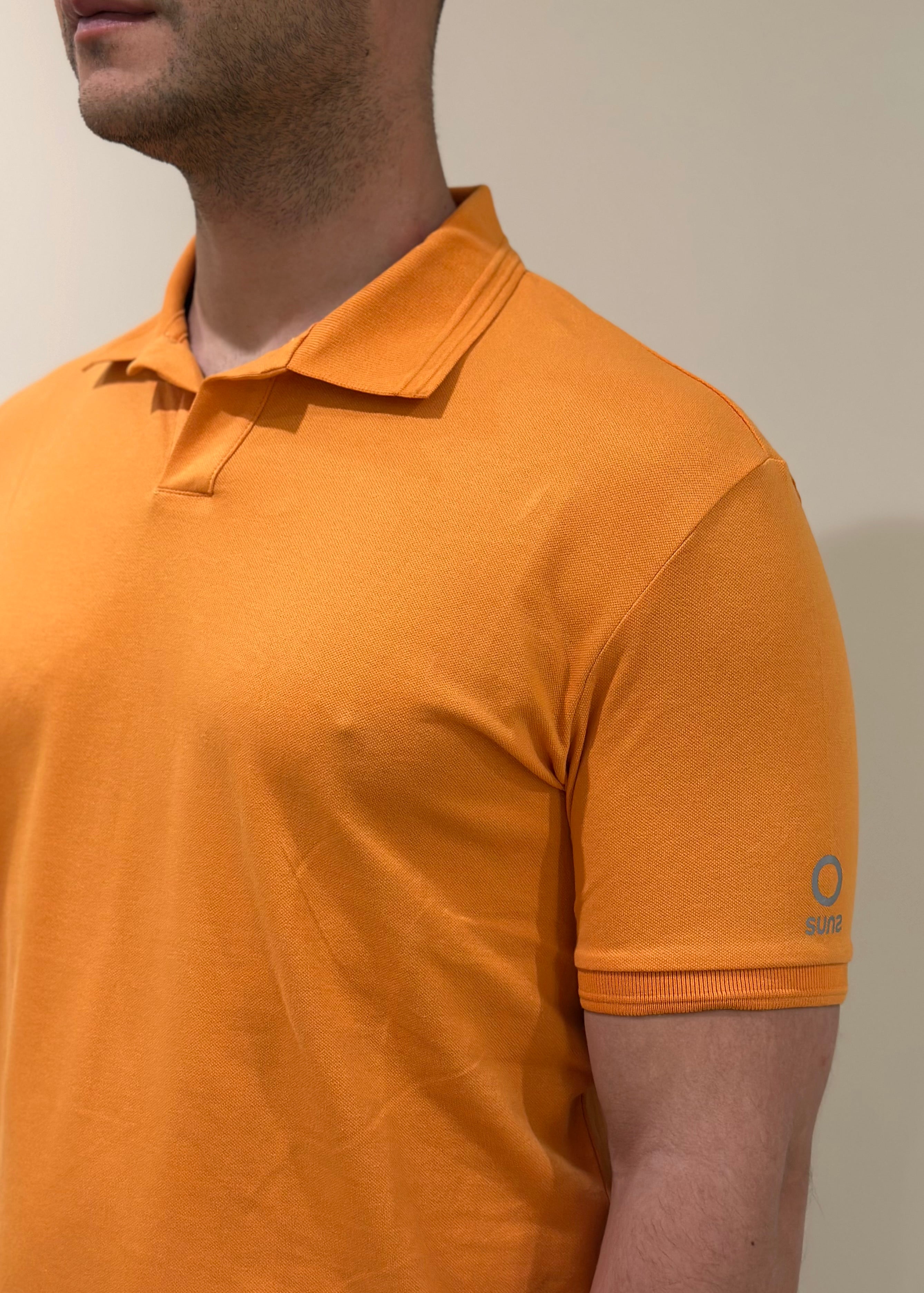 SUNS POLO FEDERICO LABEL IN PIQUET ORANGE