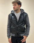 FW25 BOB COMPANY GIUBBOTTO ECO PELLE CON DETTAGLI MAGLIA - NERO
