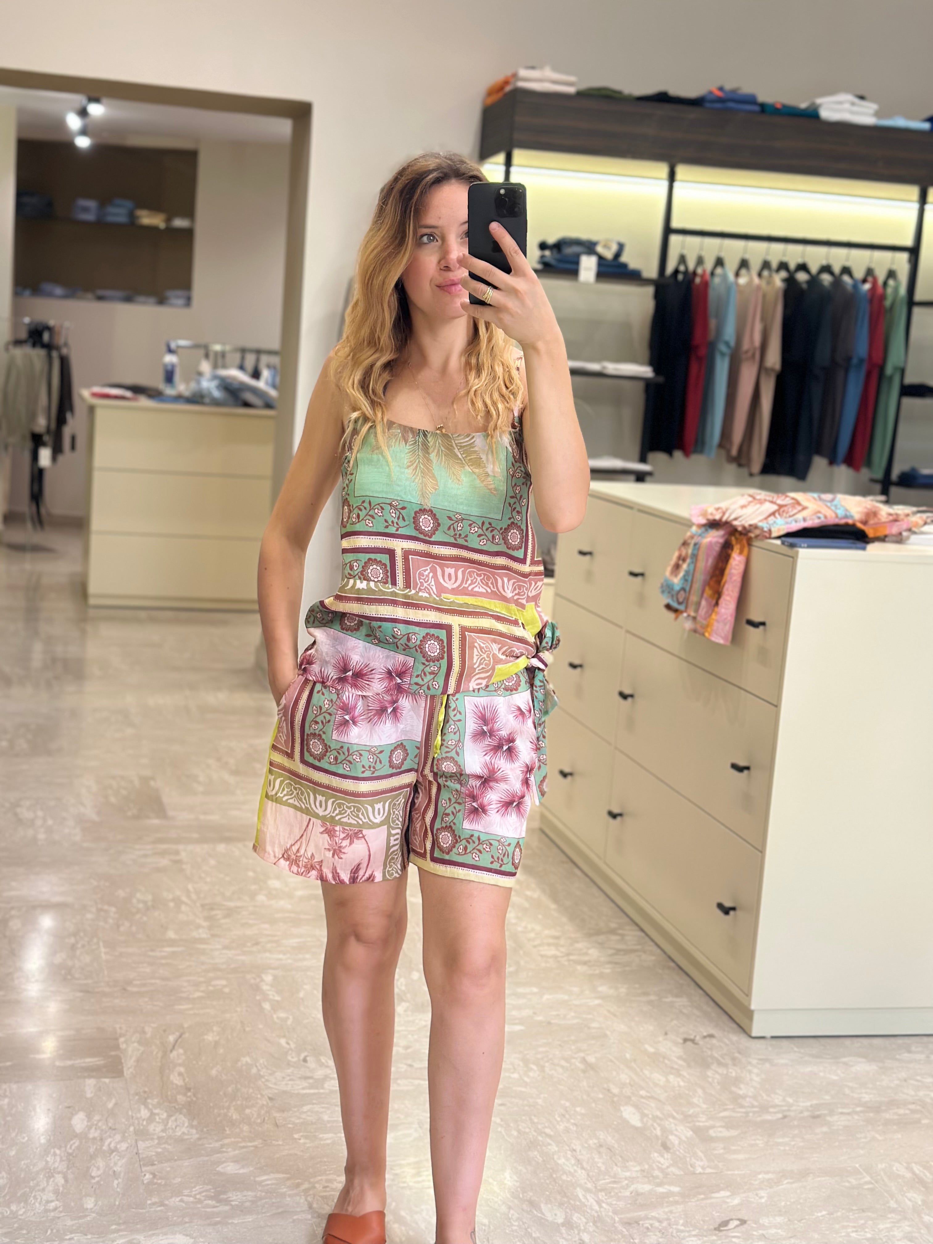 SAIPH COORDINATO TOP + SHORTS FANTASIA VERDE - COD.95361 - 95362