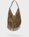 BORSA MONTANA A SPALLA CON FRANGE - VERDE - NALI'