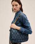 BORSA DEMI FLAP A SPALLA DENIM BLU - NALI' - Marcello Fontana Shop