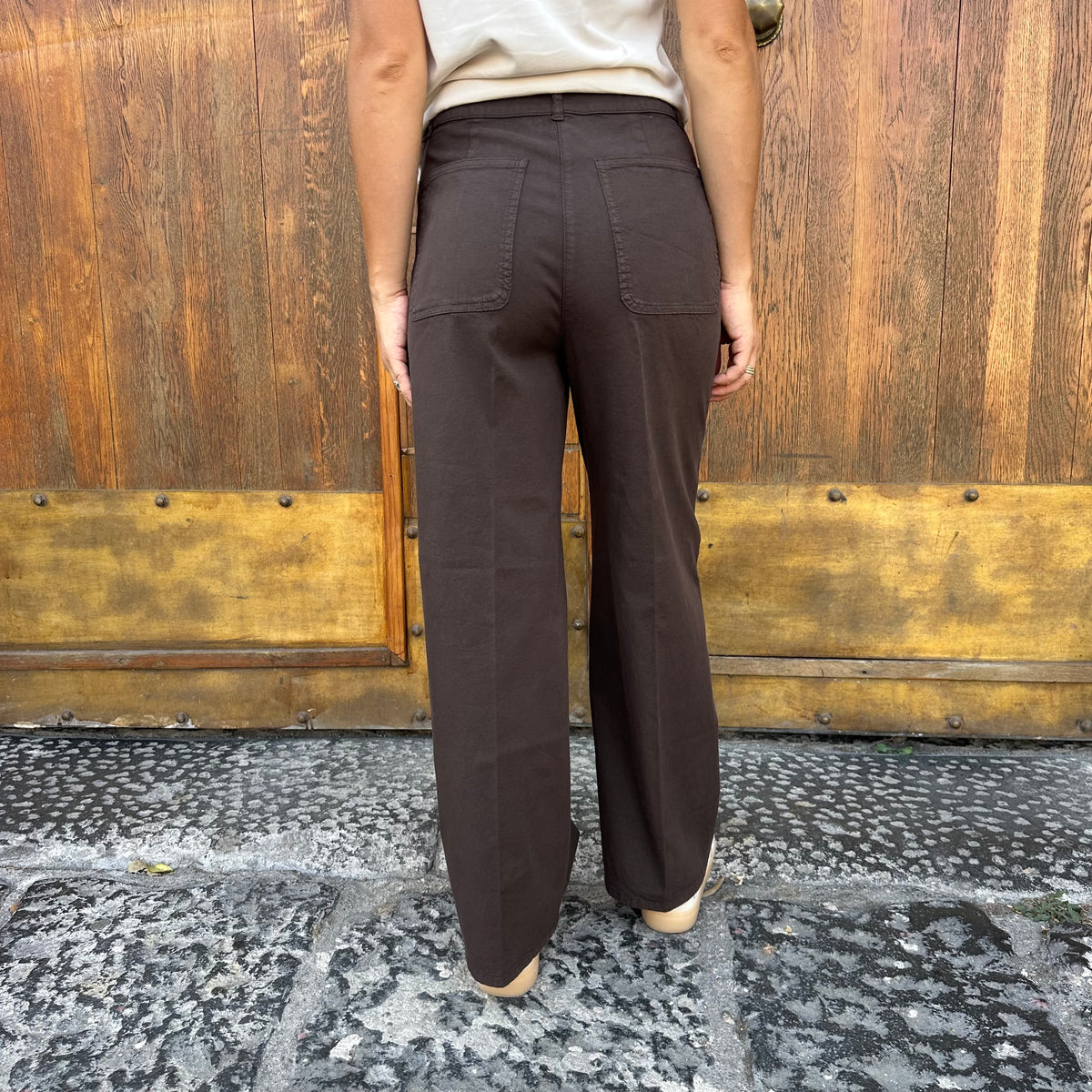 PENNYBLACK  Pantaloni ampi in cotone pique' - Moro - PBBMAGIA