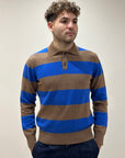 FW25 GALLIA POLO LAWSON CON BOTTONI - ROYAL / MARRONE CHIARO