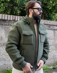 Manuel Ritz bomber jersey accoppiato neoprene verde militare