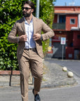 ABITO OUTFIT ITALY MONOPETTO CAMEL IN POPELINE