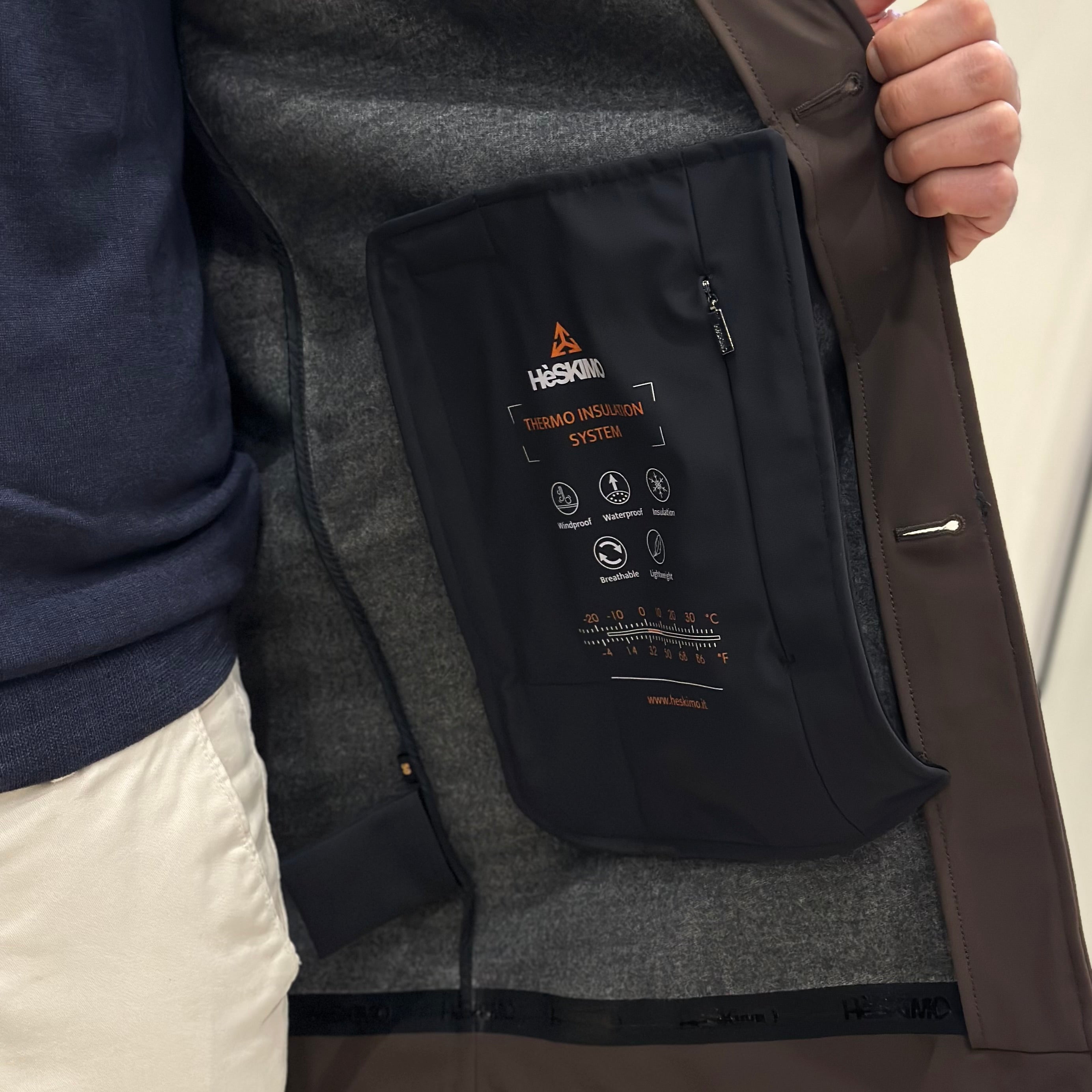 HESKIMO Trench tecnico foderato in lana - moro - Marcello Fontana Shop