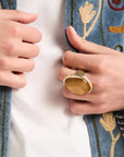 ANELLO KABRI IN ACRILICO OVER - OCRA - NALI'