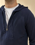 FILO & TELA MAGLIA FELPA FULL ZIP CON CAPPUCCIO NAVY