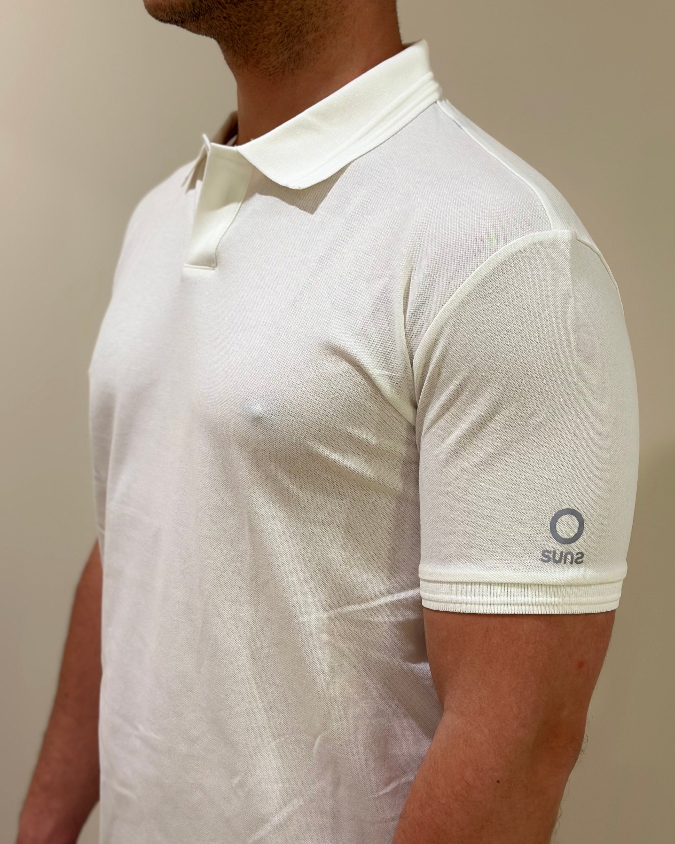 SUNS POLO FEDERICO LABEL IN PIQUET WHITE