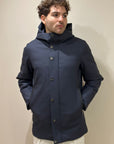 HESKIMO long parka Rubber vera piuma - blu