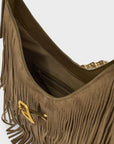 BORSA MONTANA A SPALLA CON FRANGE - VERDE - NALI'