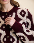 Cardigan bouclé a contrasto cod. WM14K19MNE - Bordeaux - Meisie