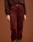 Pantaloni in velluto a coste plissettati cod. WM99P11MNE - Bordeaux - Meisie