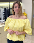 SAIPH BLUSA SCOLLO A BARCA IN COTONE GIALLO