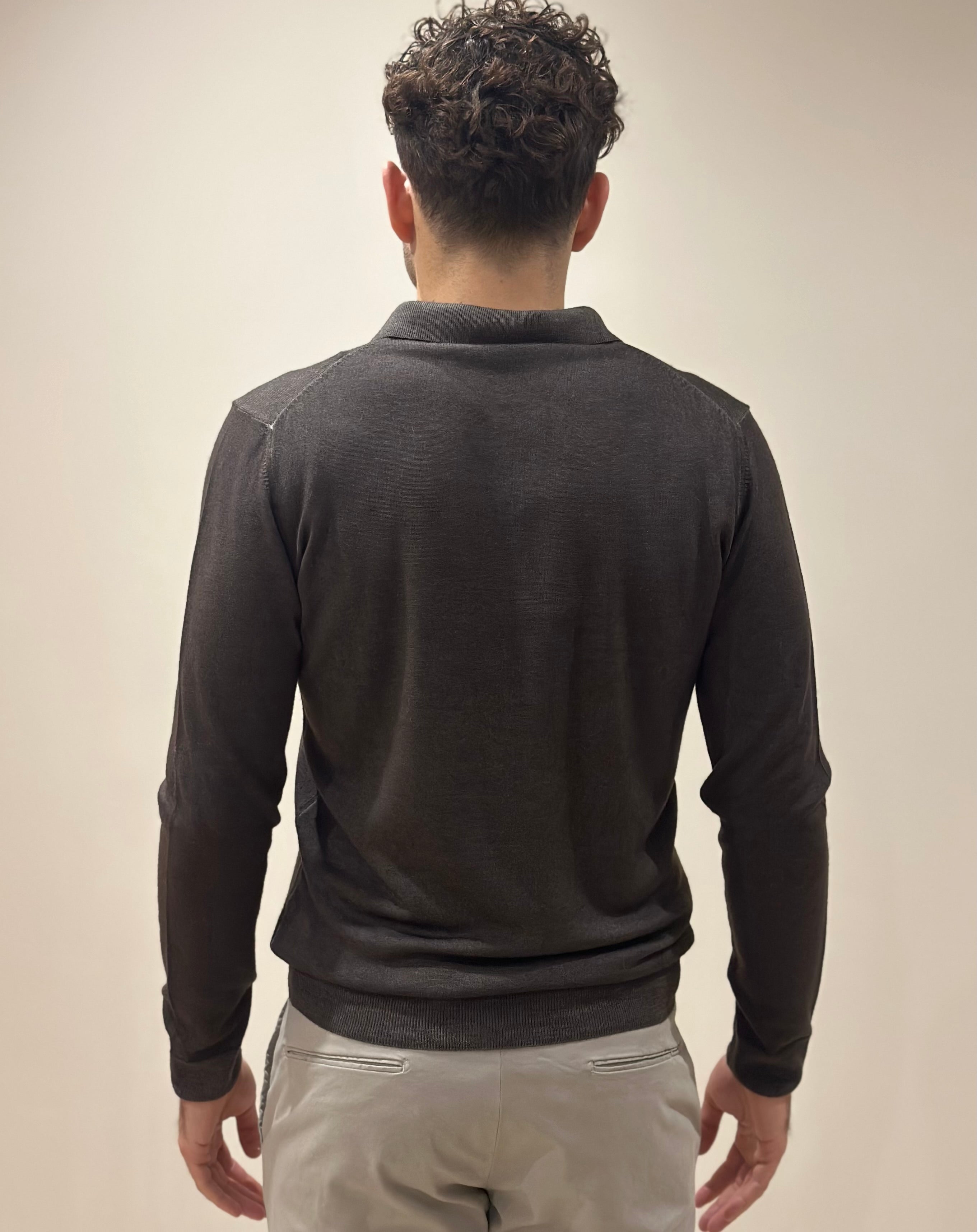 Polo in Lana Merino Tinta Acidata Moro - Privati Firenze - Marcello Fontana Shop