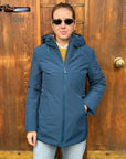 PARKA AURELIA LONG VELOUR PETROL - SUNS - Marcello Fontana Shop