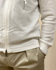FILO & TELA MAGLIA FELPA FULL ZIP CON CAPPUCCIO BIANCO