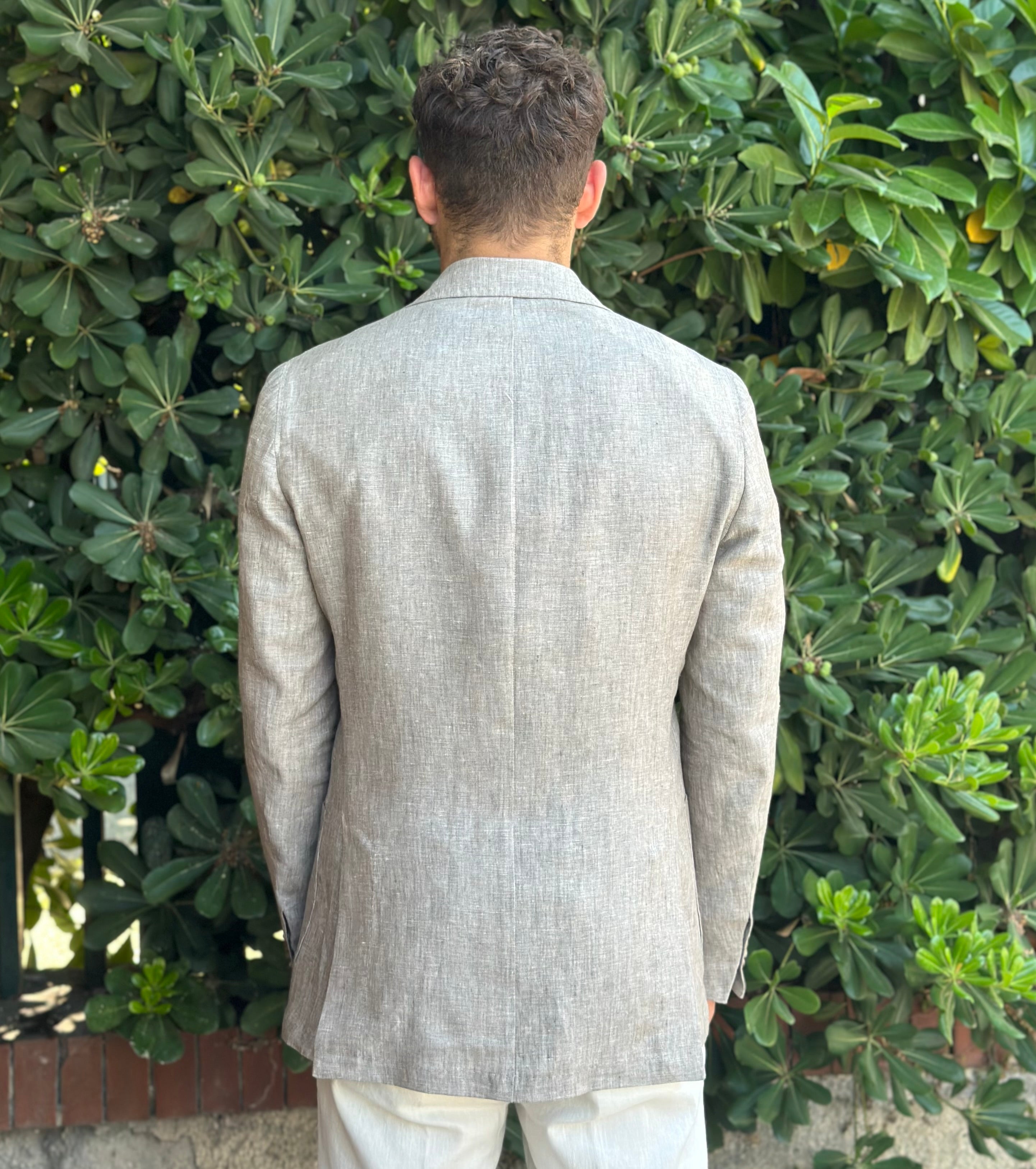 GIACCA MONOPETTO IN 100% LINO FANGO - Marcello Fontana Shop