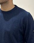 FW25 ROY ROGER'S MAGLIONE GIROCOLLO IN LANA E CASHMERE FINEZZA 12 DENIM