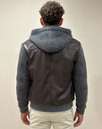 FW25 BOB COMPANY GIUBBOTTO ECO PELLE CON DETTAGLI MAGLIA - MORO