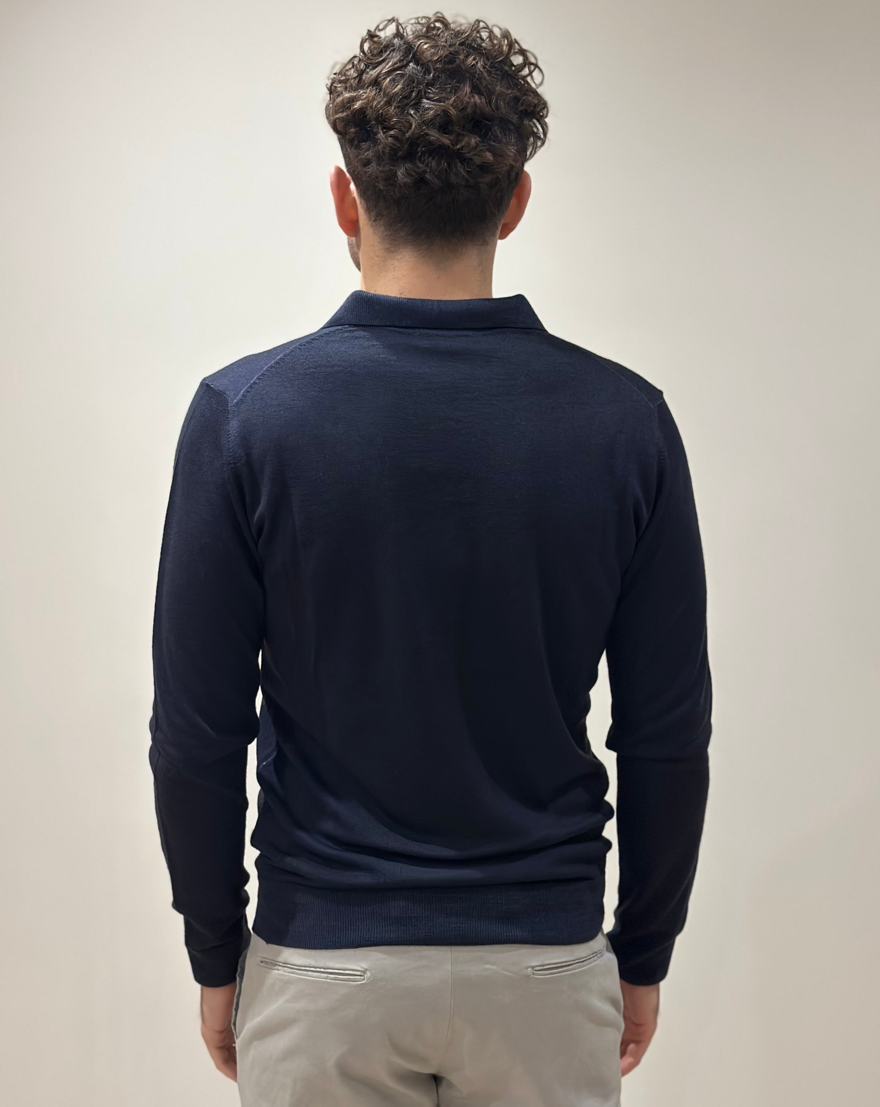 Polo in Lana Merino Tinta Acidata Nero - Privati Firenze - Marcello Fontana Shop