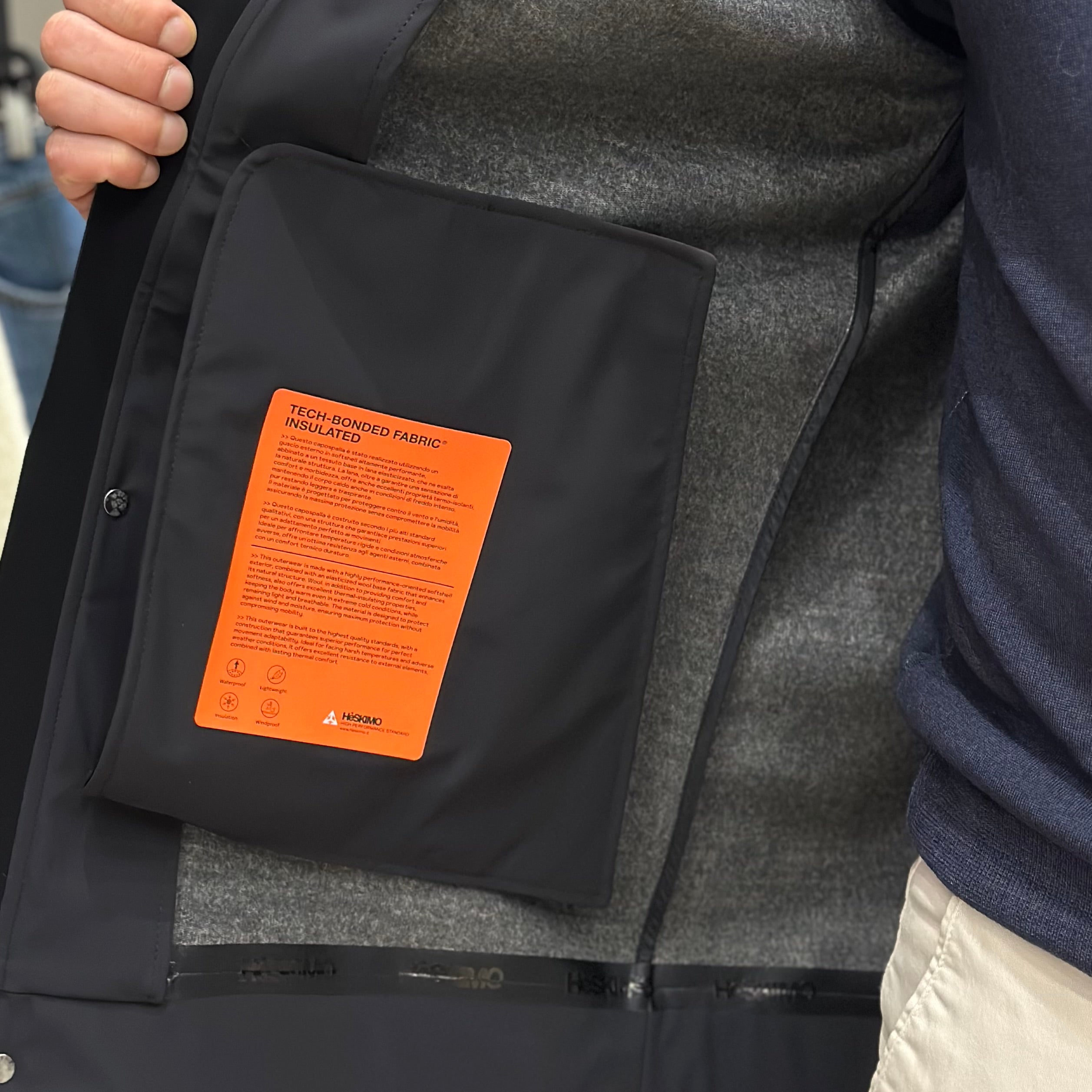 HESKIMO Giubbotto tecnico foderato in lana - Moro - Marcello Fontana Shop