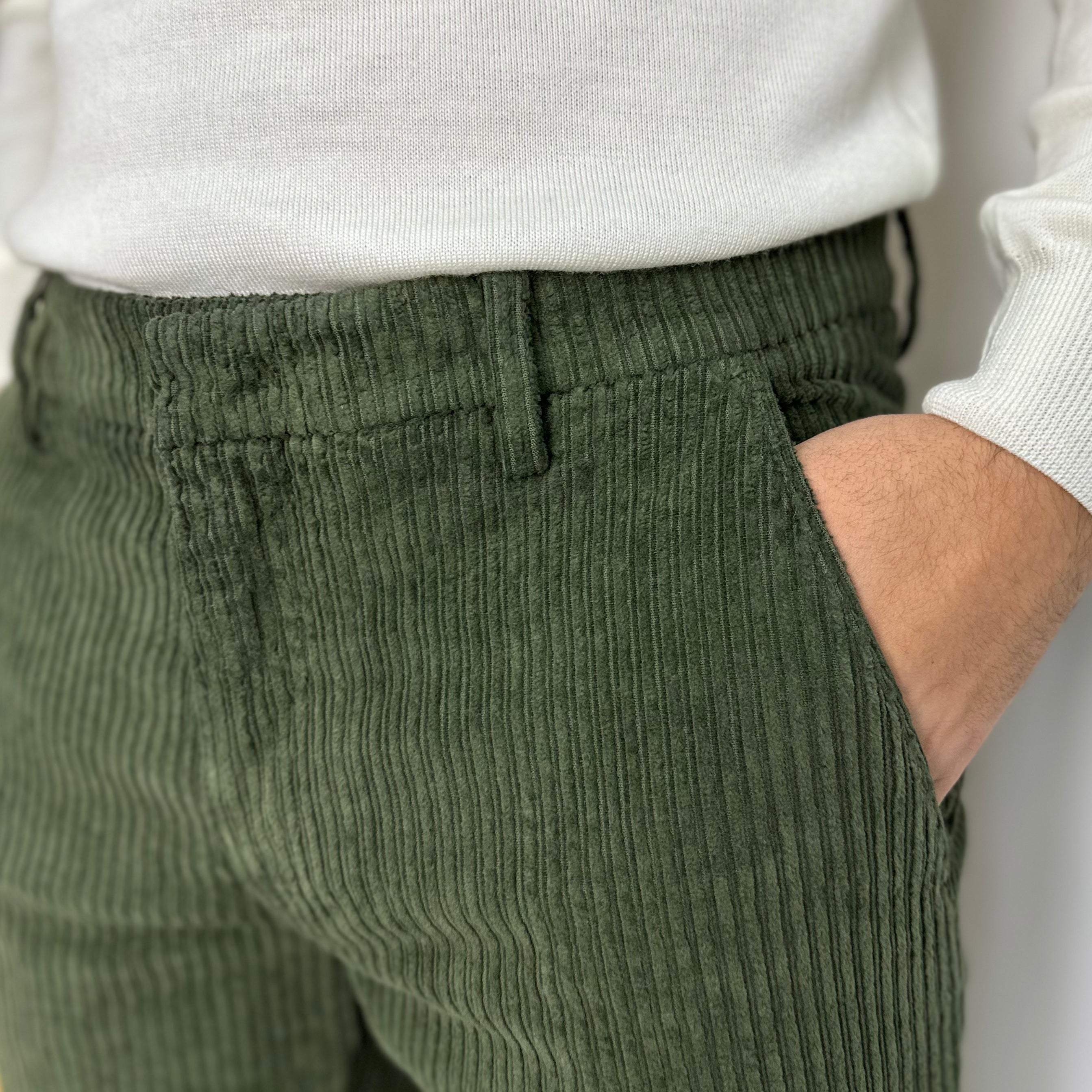 BRO SHIP PANTALONE IN VELLUTO - MILITARE - Marcello Fontana Shop