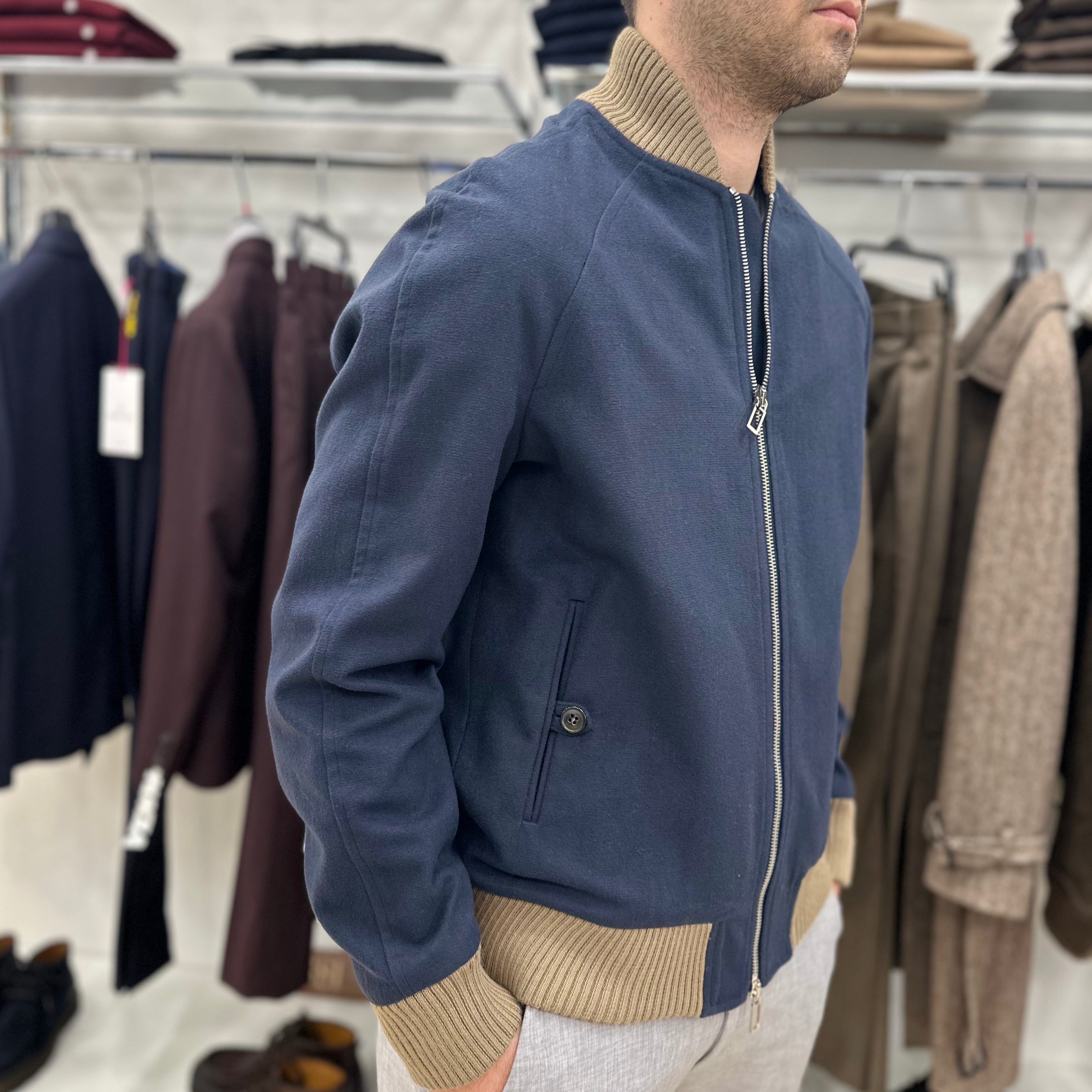 OUTFIT BOMBER IN PANNO - BLU - Marcello Fontana Shop