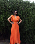 RELISH LONG AZURRINA DRESS COLOR ORANGE 