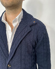 Outfit Cardigan Giacca in misto lana con trama treccia - navy