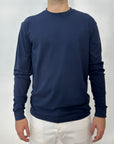 Outfit T-shirt manica lunga in Supima Cotone - Navy