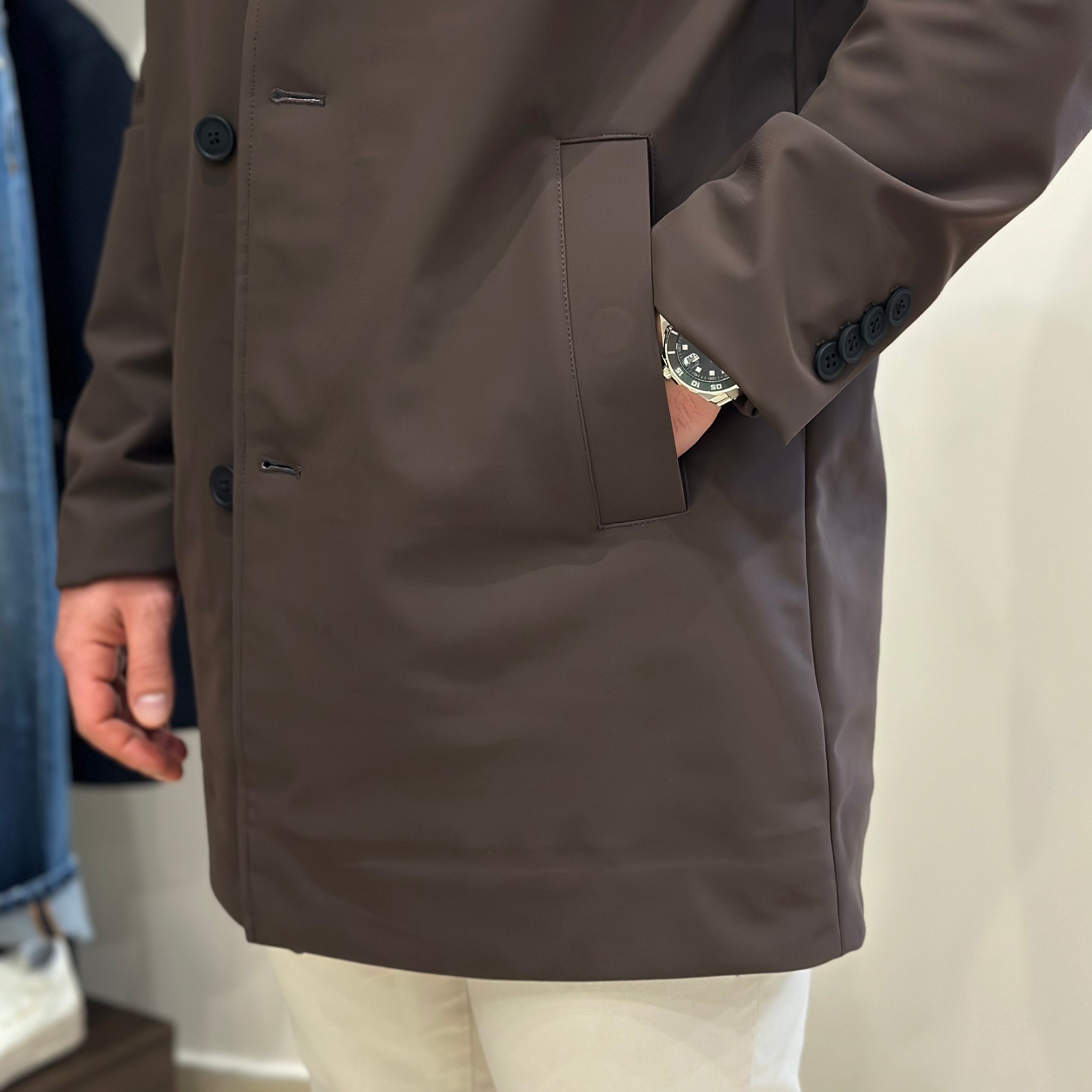 HESKIMO Trench tecnico foderato in lana - moro - Marcello Fontana Shop