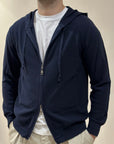 FILO & TELA MAGLIA FELPA FULL ZIP CON CAPPUCCIO NAVY
