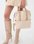 Zaino Khaila con borchie, beige