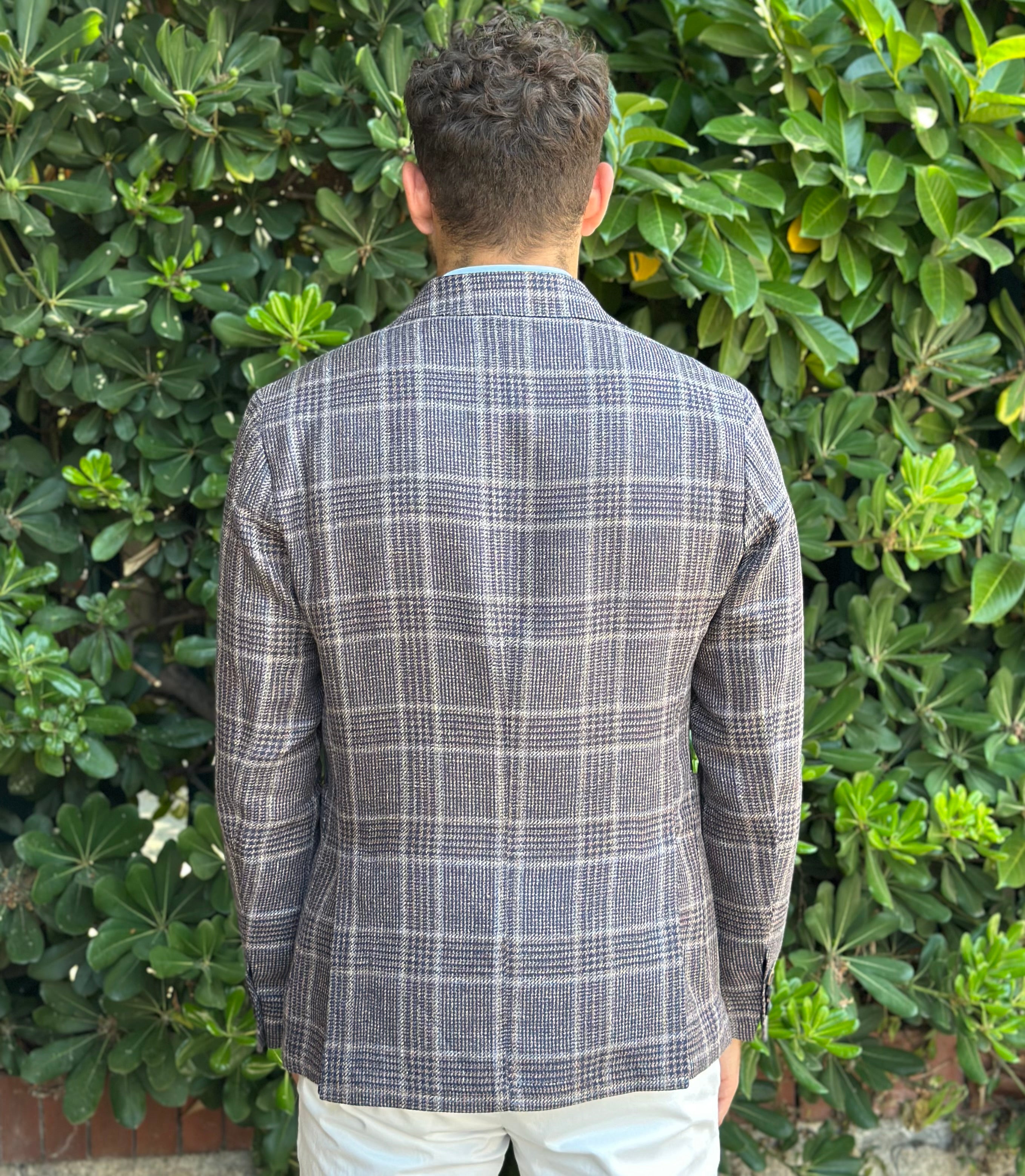 GIACCA MONOPETTO TESSUTO VITALE BARBERIS - QUADRI MORO - Marcello Fontana Shop