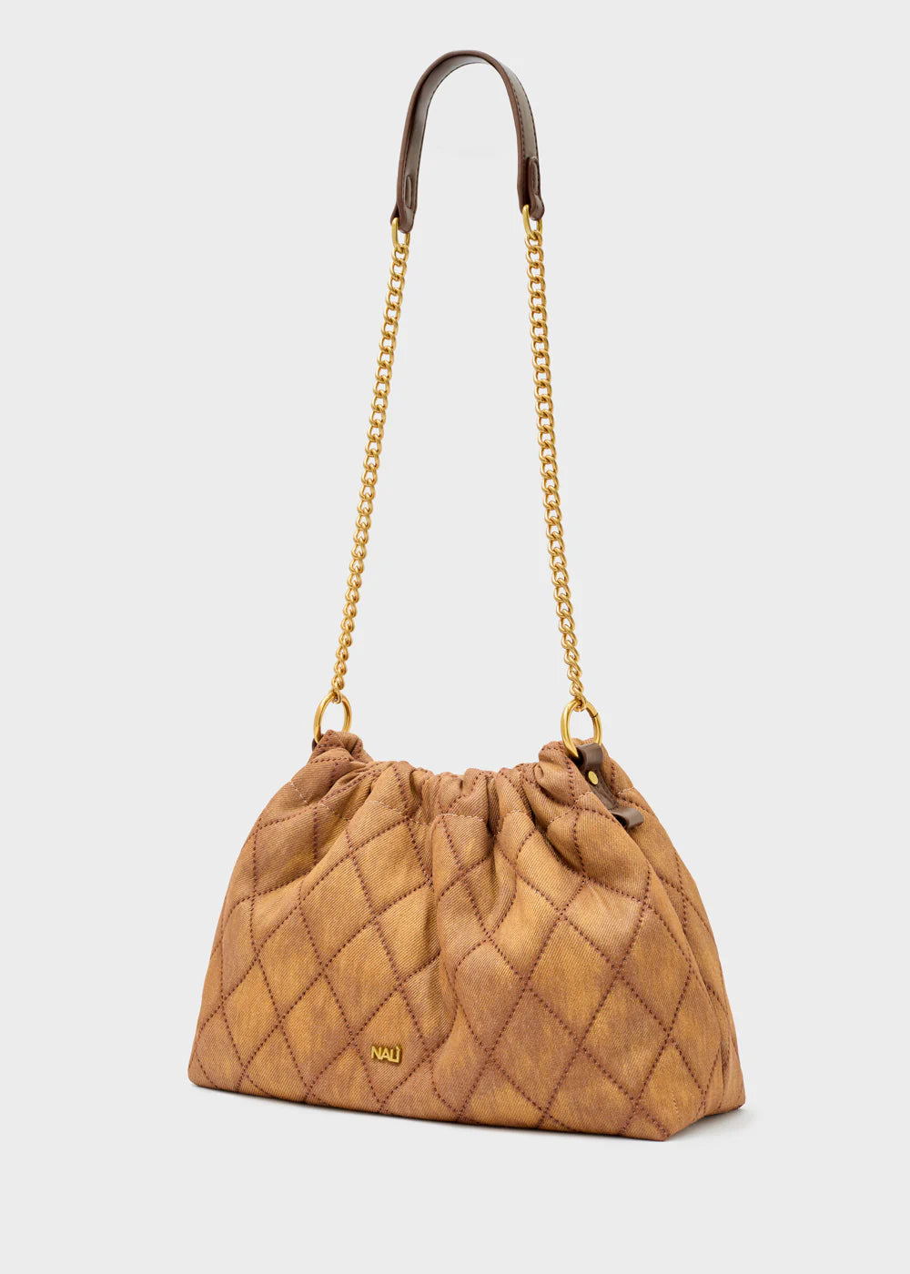 BORSA DEMI SHOULDER A SPALLA DENIM MARRONE - NALI' - Marcello Fontana Shop