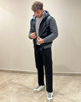 FW25 BOB COMPANY GIUBBOTTO ECO PELLE CON DETTAGLI MAGLIA - NERO