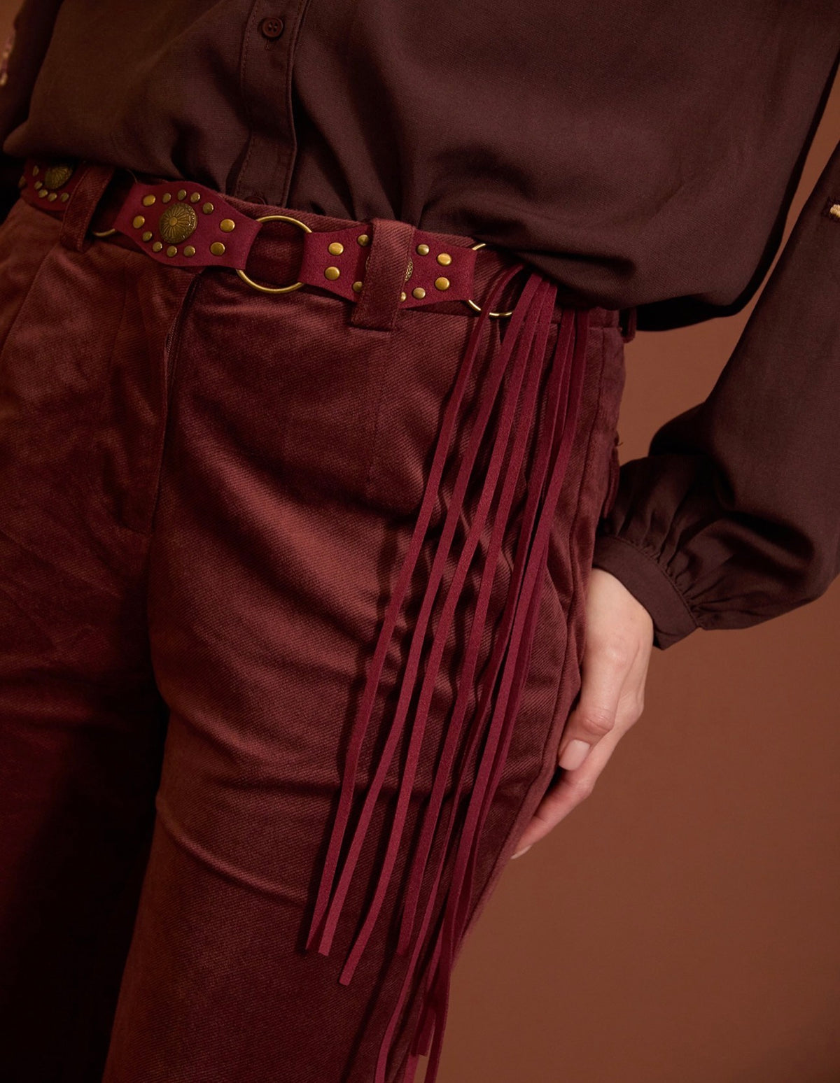 Pantaloni in velluto a coste plissettati cod. WM99P11MNE - Bordeaux - Meisie