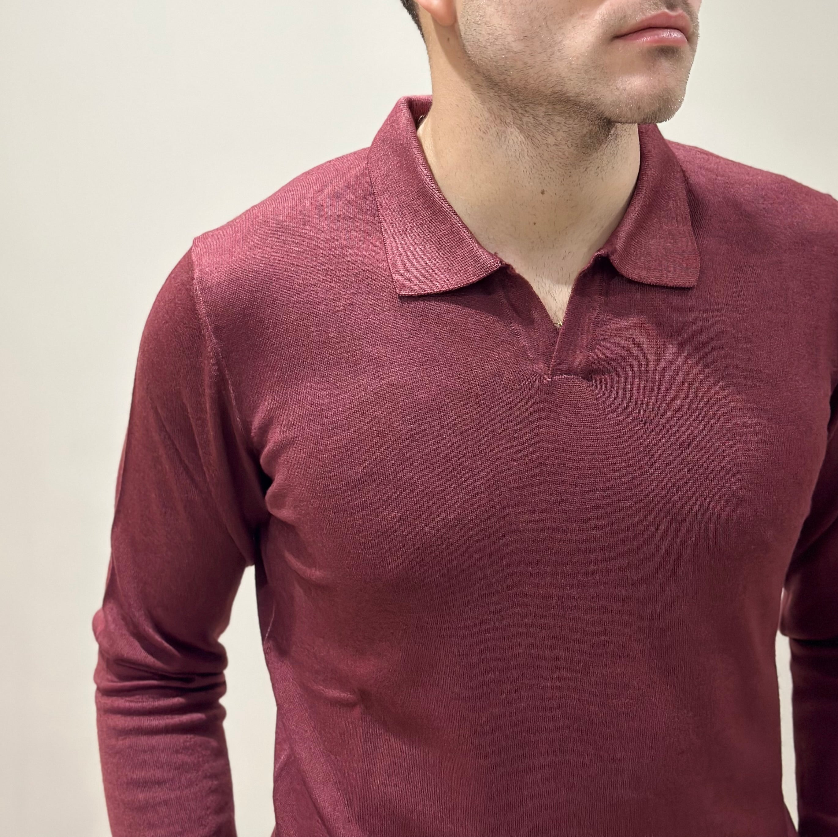 Polo in Lana Merino Tinta Acidata Bordeaux - Privati Firenze - Marcello Fontana Shop