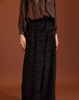 pantaloni morbidi in velluto con stampa paisley cod. WM120P02BLK - Nero - Meisie