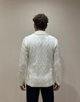 CARDIGAN GIACCA IN MAGLIA TRAMATA DI MISTO LANA OFF WHITE - OUTFIT ITALY