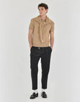 MANUEL RITZ SS24 POLO IN COTONE CREPE RASATO BEIGE