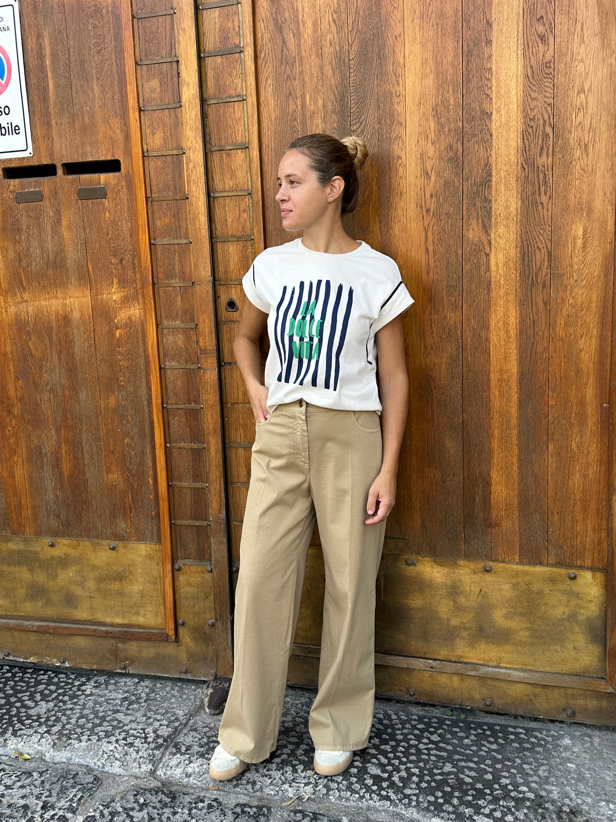PENNYBLACK  Pantaloni ampi in cotone pique' - Beige - PBBMAGIA