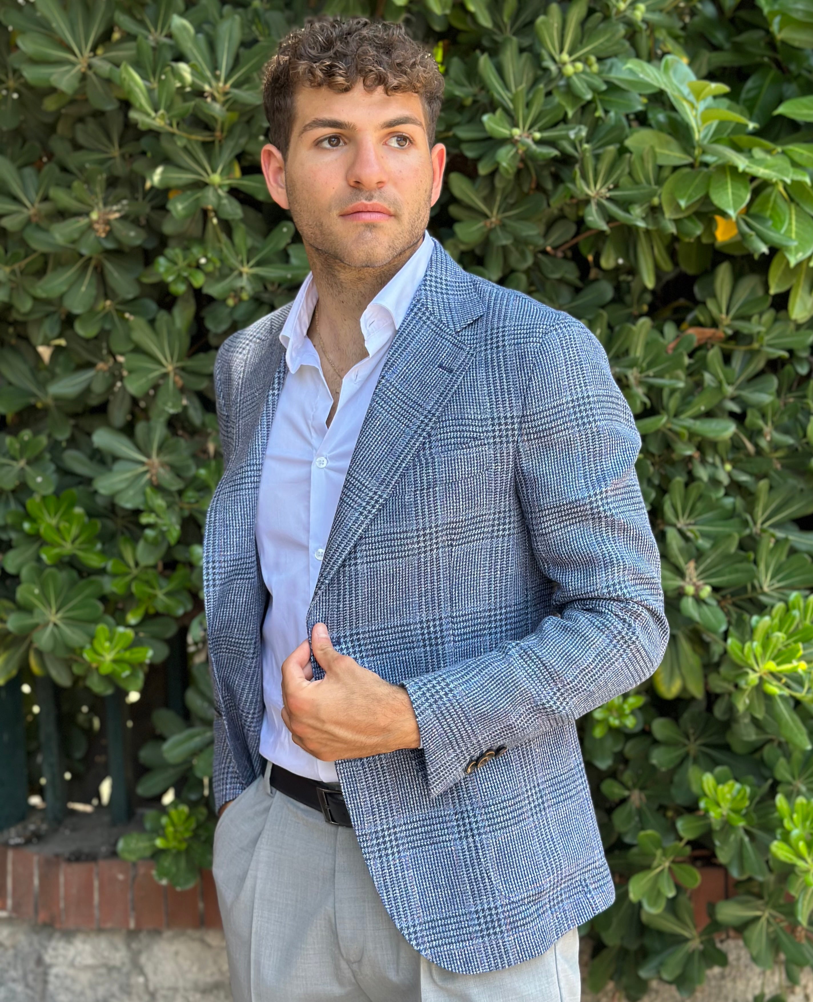 GIACCA MONOPETTO TESSUTO VITALE BARBERIS - QUADRI BU - Marcello Fontana Shop