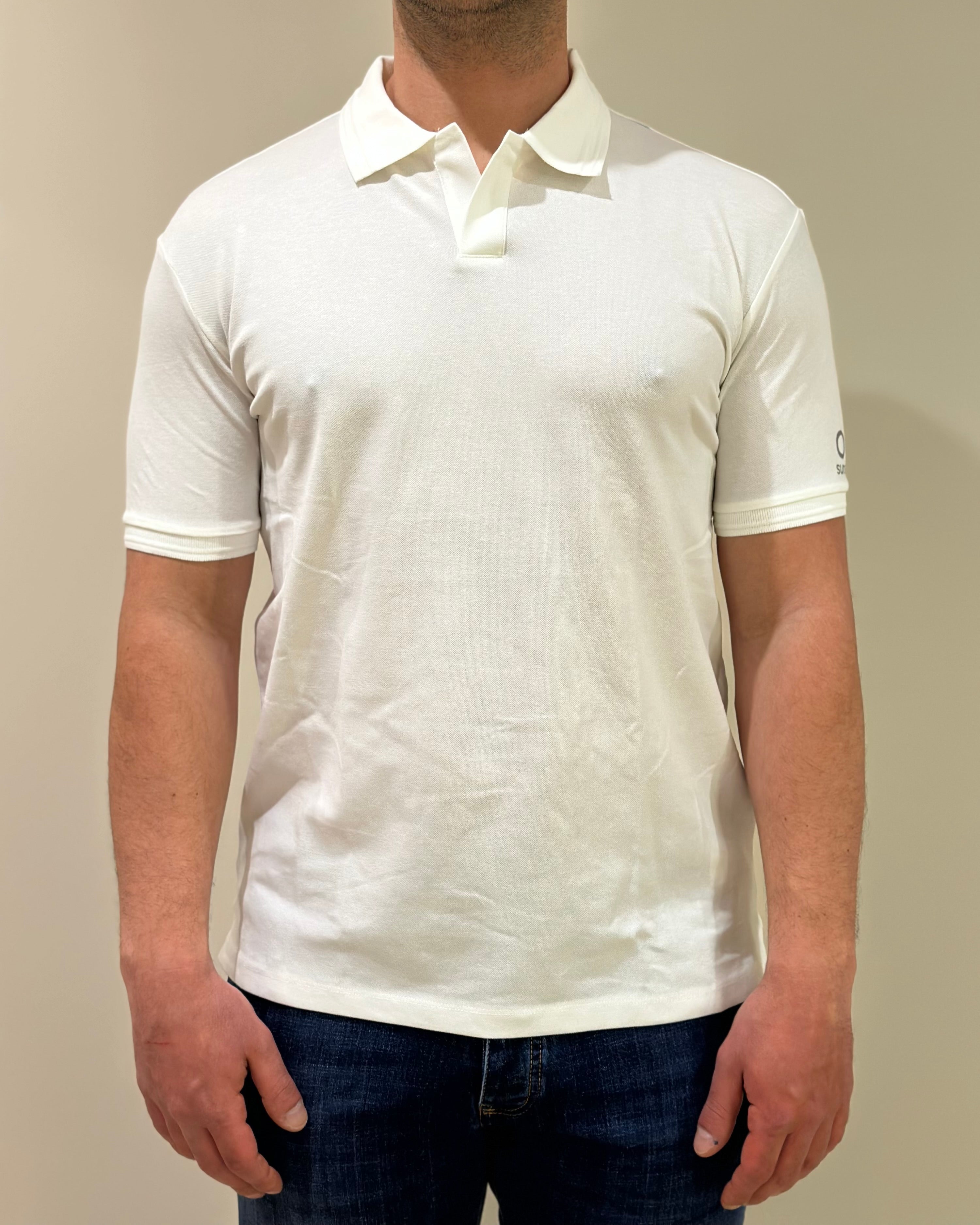 SUNS POLO FEDERICO LABEL IN PIQUET WHITE
