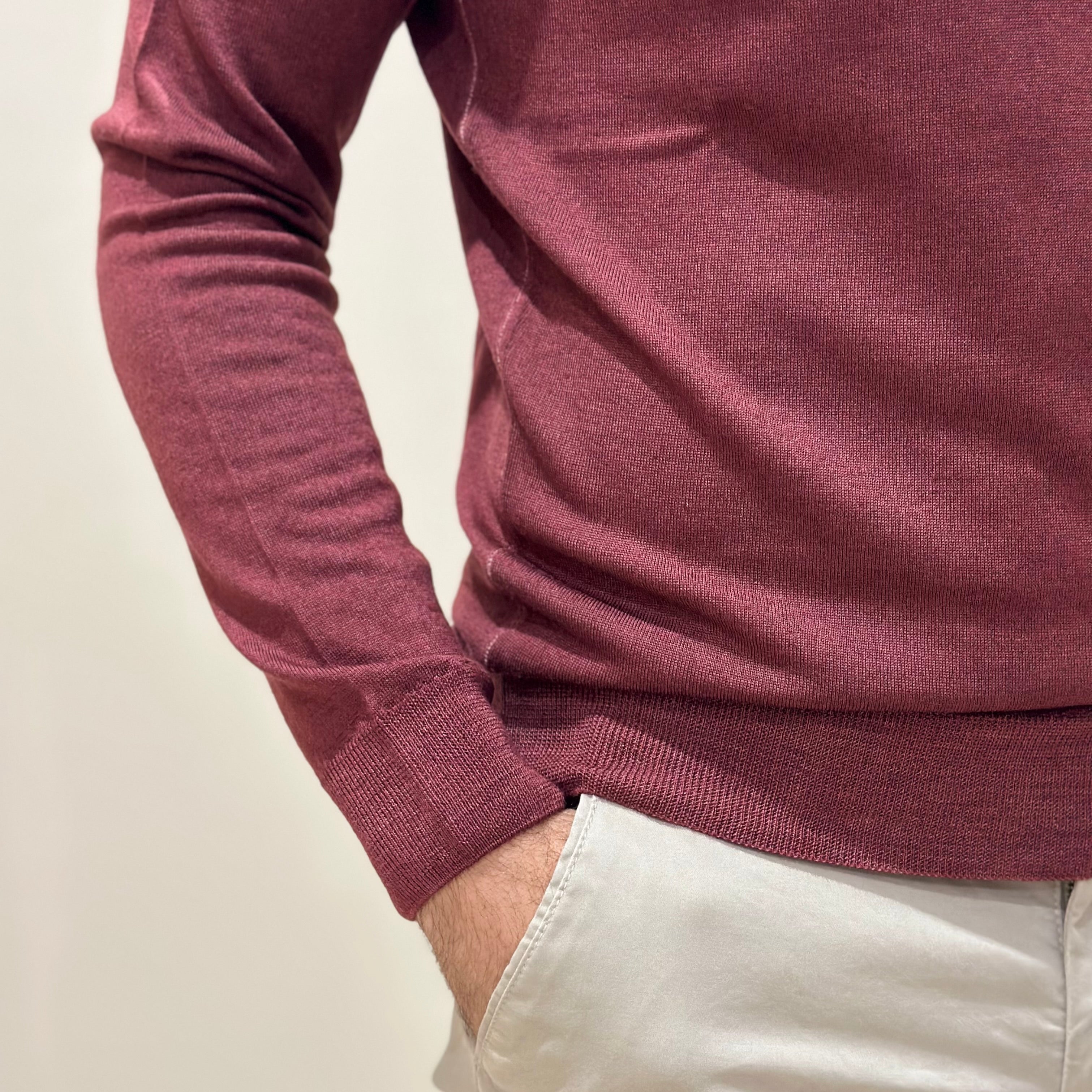 Polo in Lana Merino Tinta Acidata Bordeaux - Privati Firenze - Marcello Fontana Shop