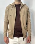 Outfit felpa con cappuccio e zip in Viscosa - Beige